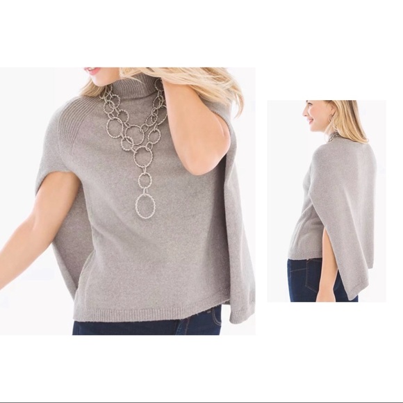 NEW Chico’s Silver Metallic Cape Sweater - Picture 8 of 9